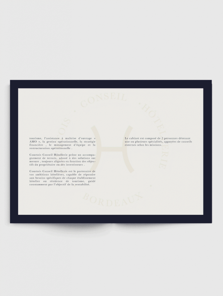 Création de la brochure Courtois Conseil Hôtellerie