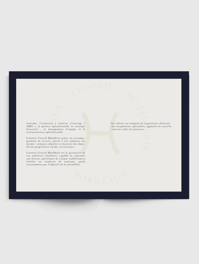 Création de la brochure Courtois Conseil Hôtellerie